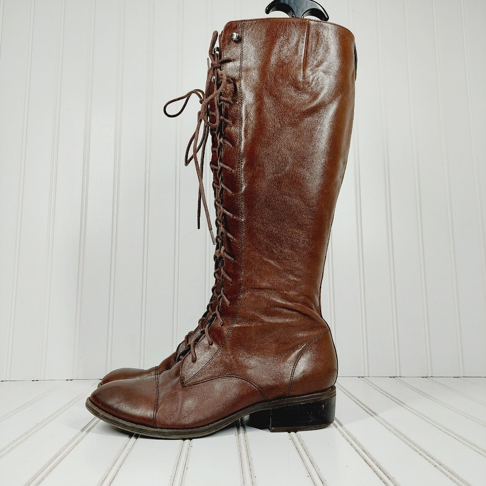 Ralph Lauren Martina Brown Leather Lace Up Winter Casual Riding Boots D7…